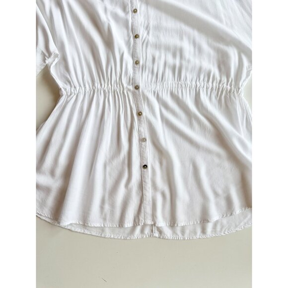 L*SPACE Pacifica White Rayon Button Up Shirt Dress Tunic Cover-Up, Size XS/S - Picture 10 of 14